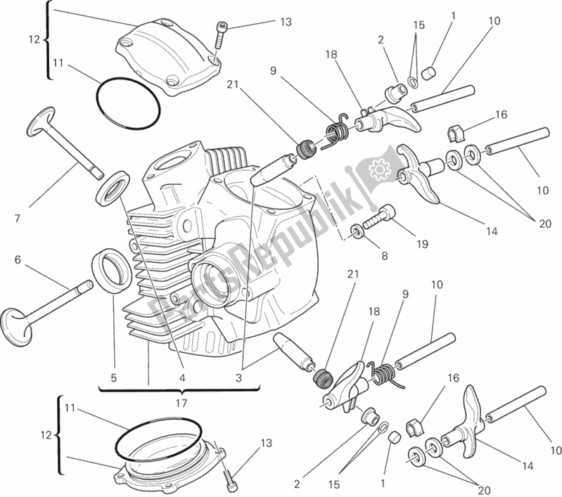 Alle onderdelen voor de Horizontale Cilinderkop van de Ducati Monster 795 ABS Thailand 2014